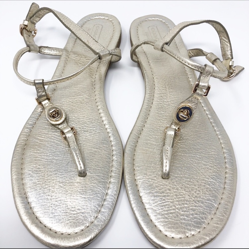 COACH | Metallic Thong Sandals Size 11